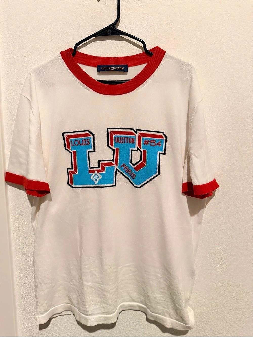Louis Vuitton Intarsia Graphic Ringer Knit T-Shirt Graphic Color Block Tee Large
